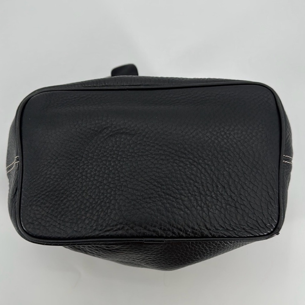 Dooney & Bourke AWL Vintage Black Pebble Leather Drawstring Bucket Bag Purse - Picture 9 of 10